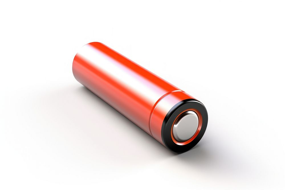 Single AA battery white background ammunition cylinder.