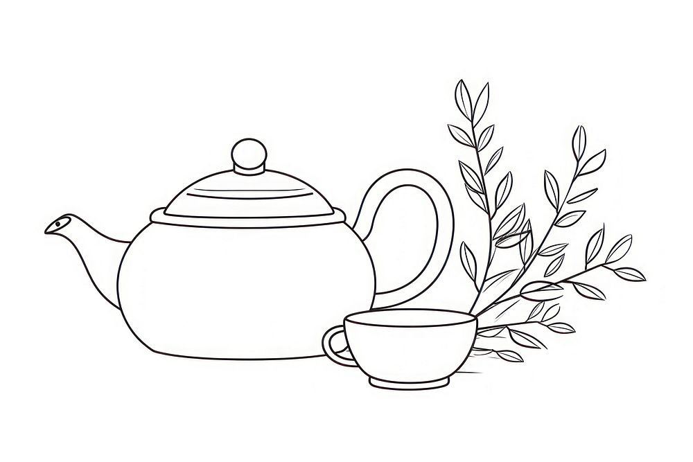 Tea teapot sketch line.