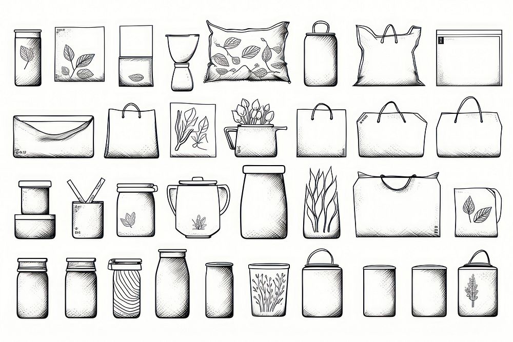 Type of packaging sketch backgrounds drawing.