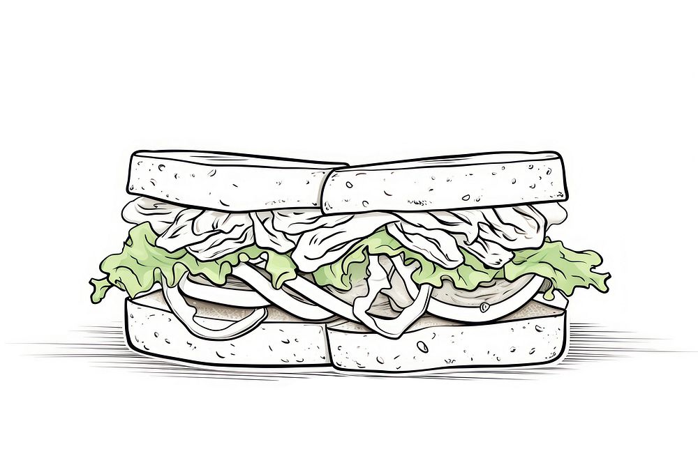 Vegan sanwich sandwich sketch food.