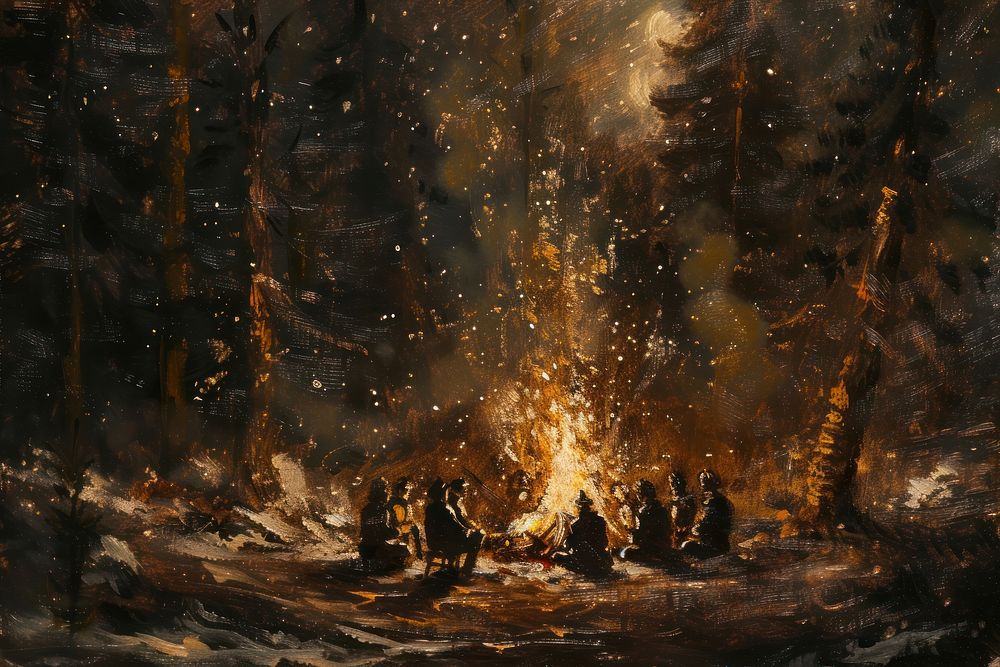 Campfire painting outdoors nature.