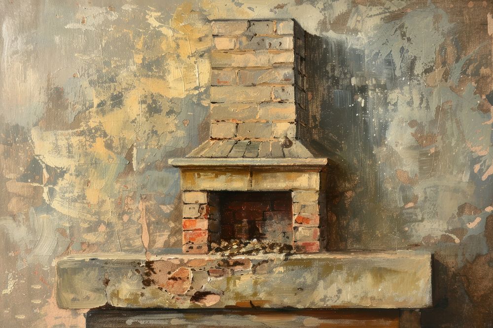 Chimney painting art fireplace.