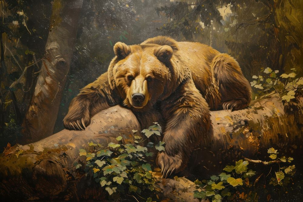Bear wildlife painting animal.