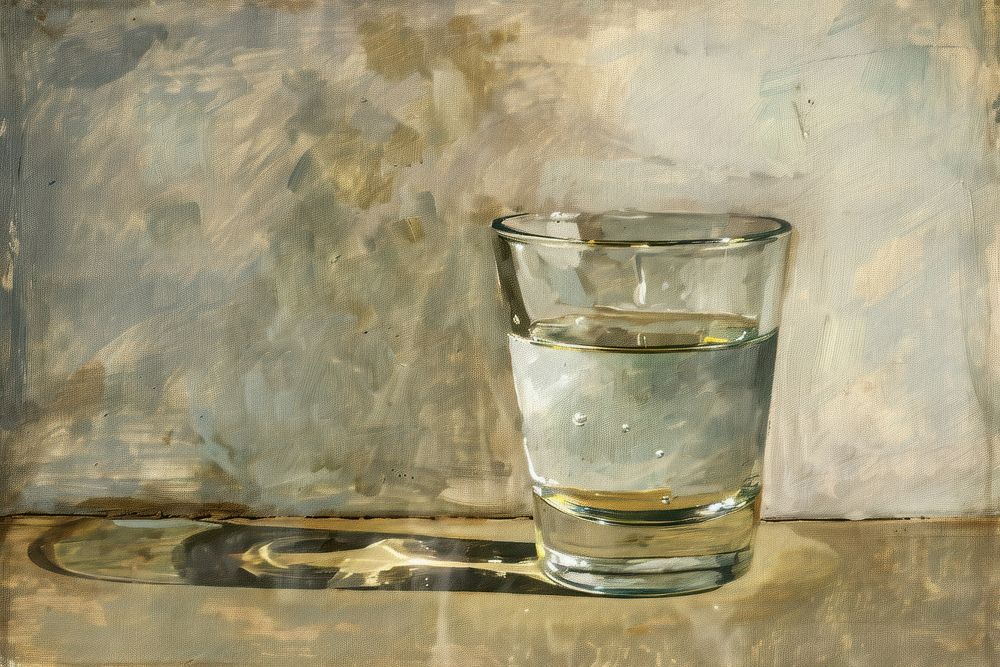 Glass of water painting drink art.