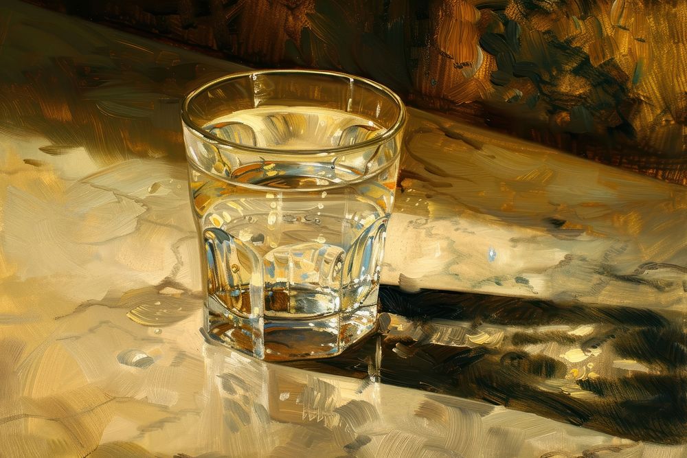 Glass of water painting drink refreshment.