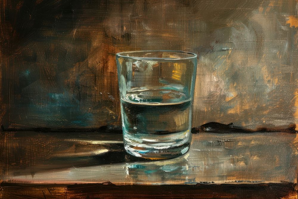Glass of water painting drink art.