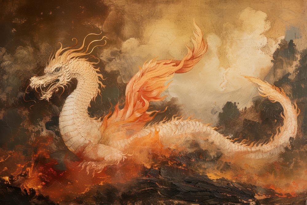 Fire dragon painting art representation.