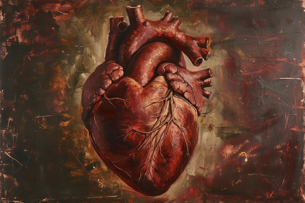 Human heart painting representation electronics.