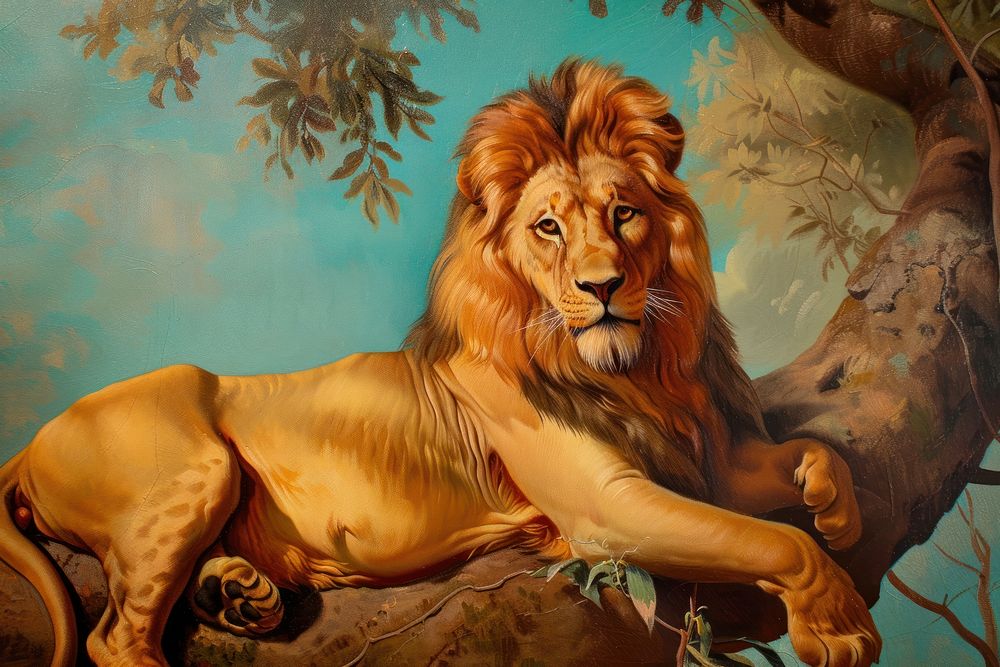 Lion painting art wildlife.