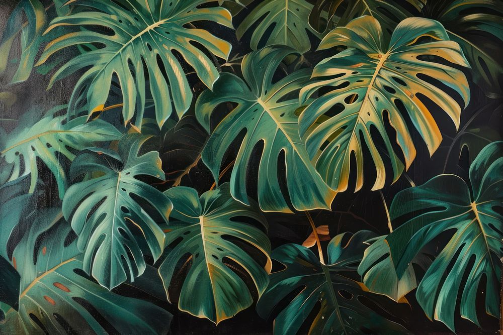 Monstera plant outdoors painting nature.
