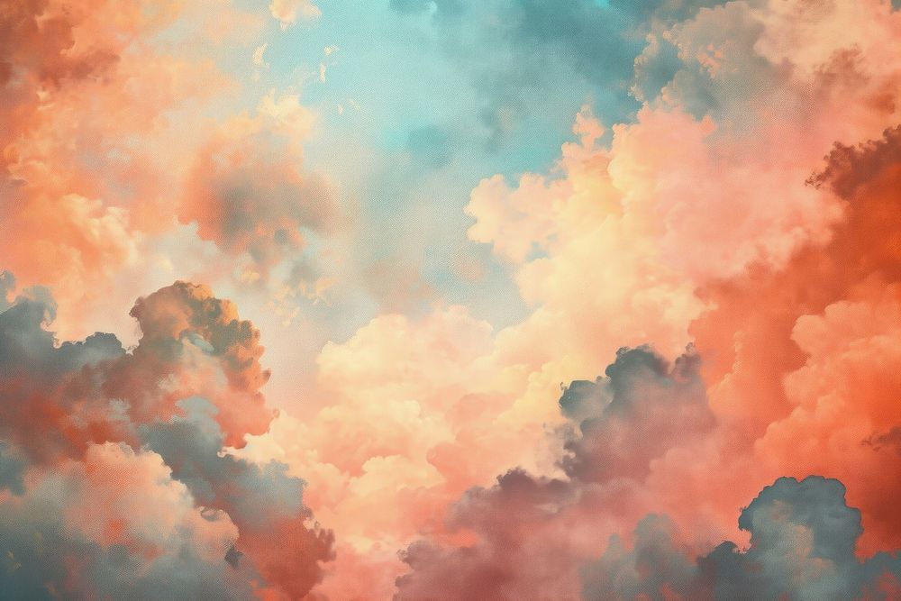 Sunset sky with clouds painting outdoors nature.