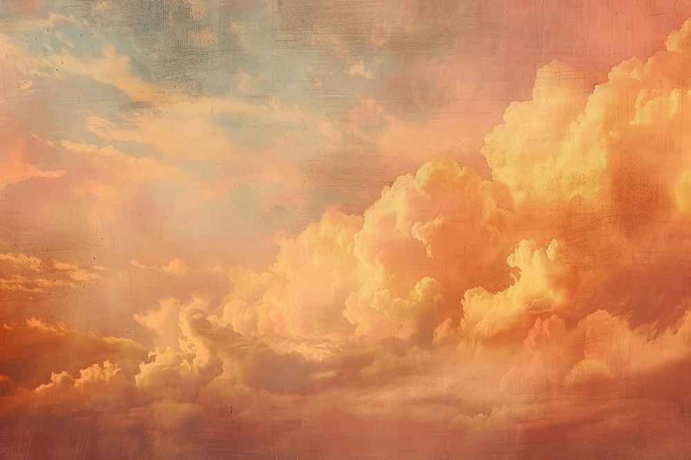 Sunset sky with clouds painting nature art.