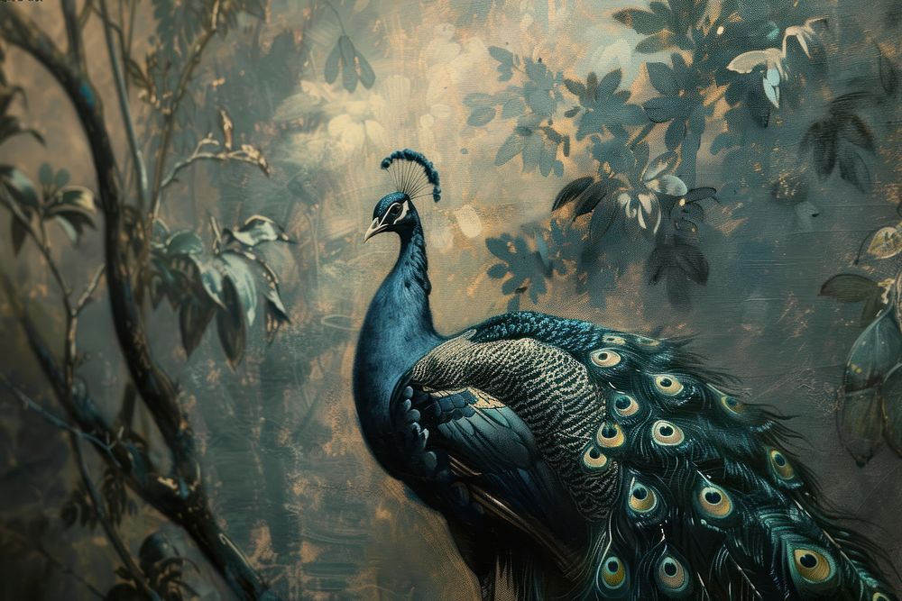 Peacock painting animal plant.