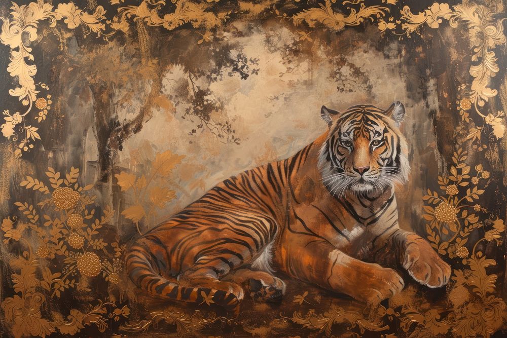 Tiger wildlife painting animal.