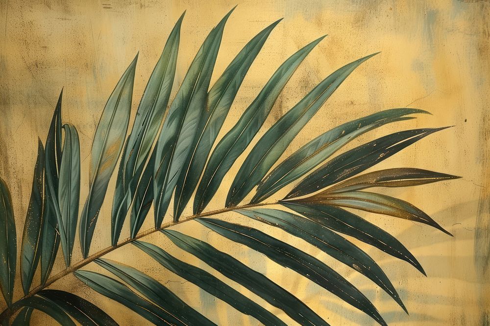 Palm leaves painting art plant.