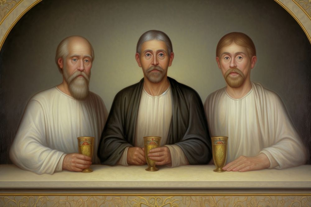 Three wise men painting architecture portrait.