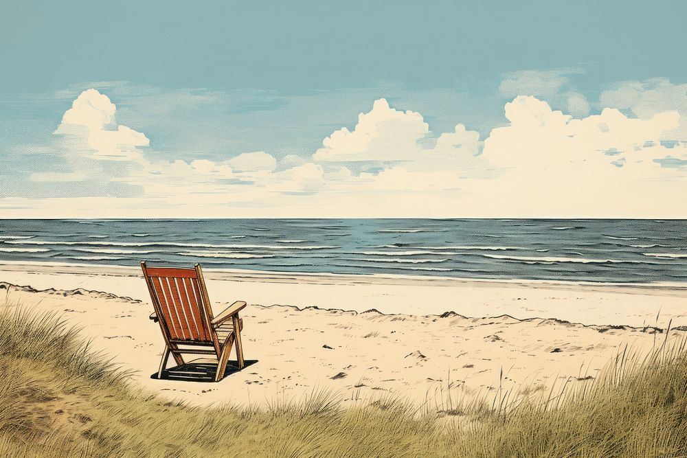 Beach furniture outdoors horizon.
