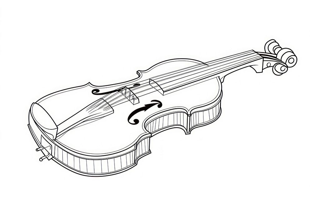 Violin sketch line white background.
