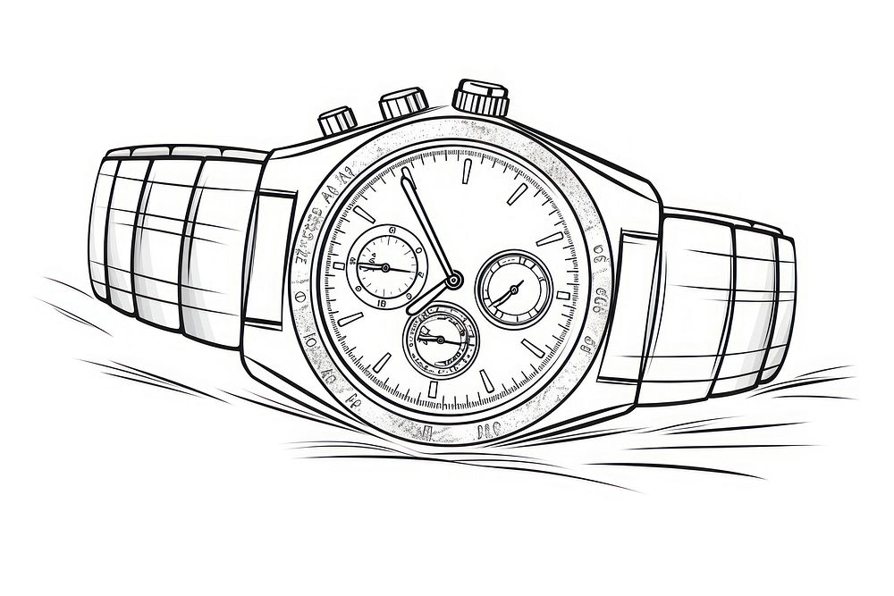 Watch with watch box sketch wristwatch drawing.