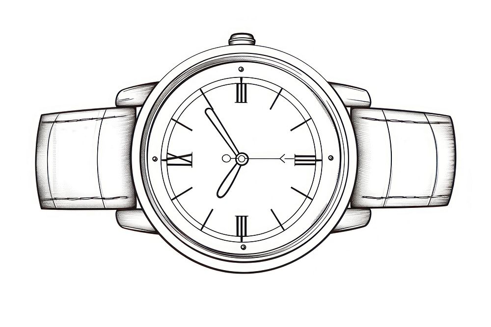 Watch wristwatch sketch white background.