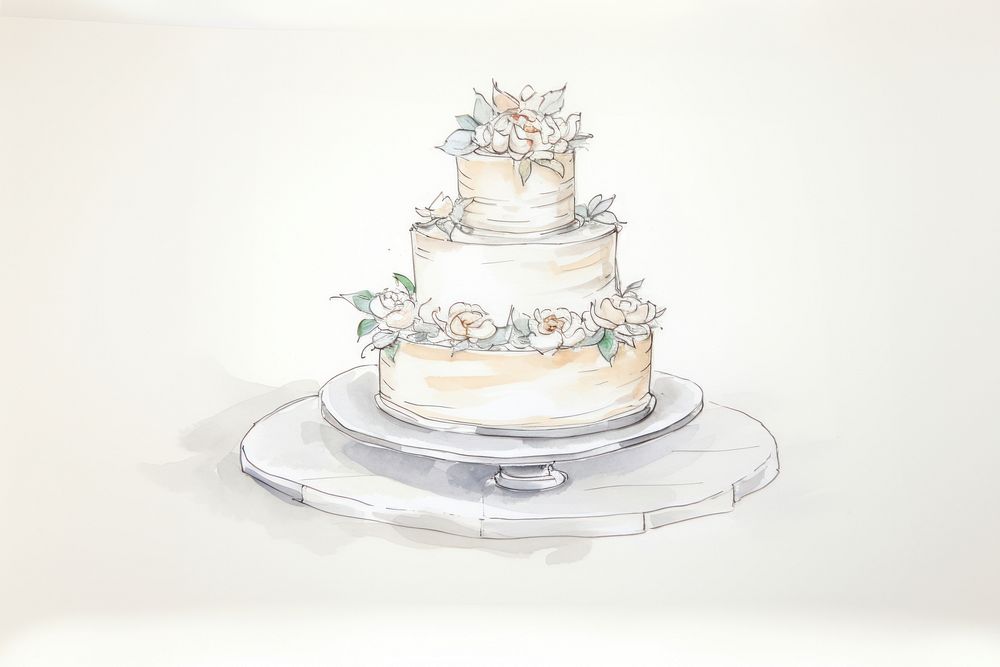 Wedding cake dessert sketch celebration.