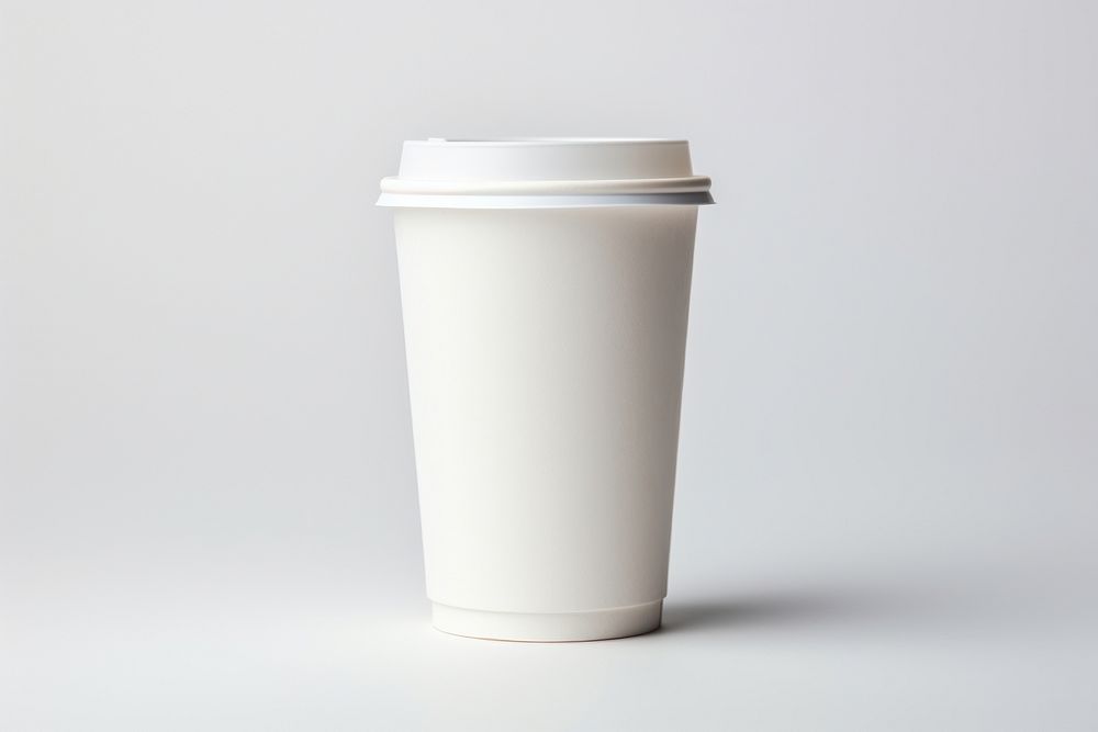 White paper coffee cup drink mug white background.