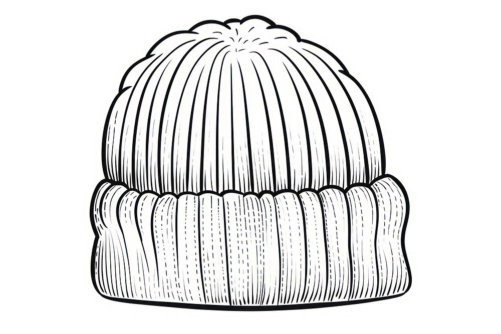 Wool hat sketch drawing white.
