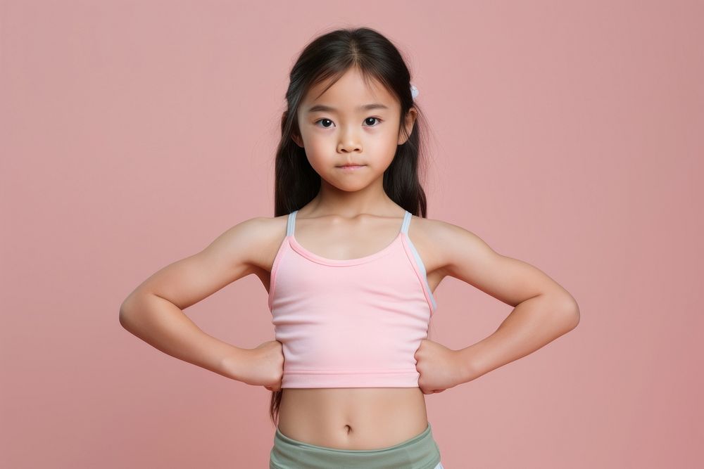Asian little girl portrait child undergarment.
