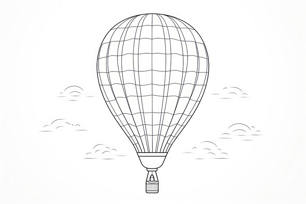 Balloon outline sketch aircraft vehicle transportation.