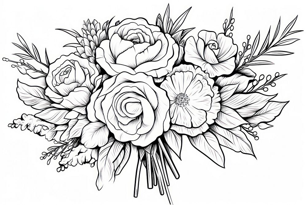 Bouquet sketch pattern drawing.