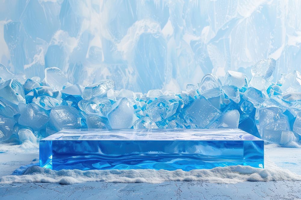 Product podium with an antarctica glacier outdoors nature.