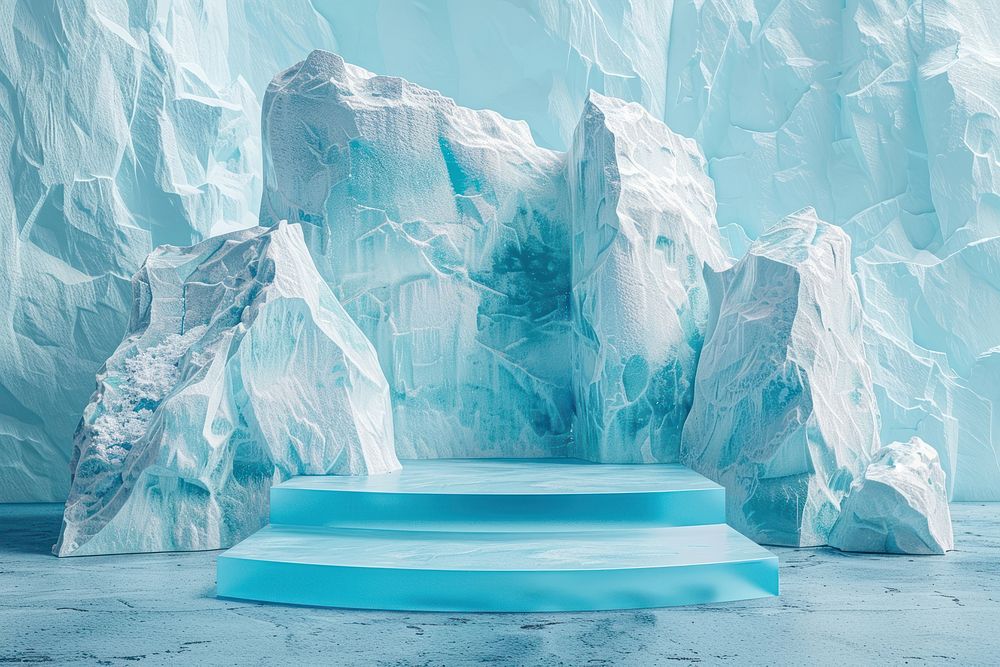 Product podium with an antarctica glacier iceberg nature.
