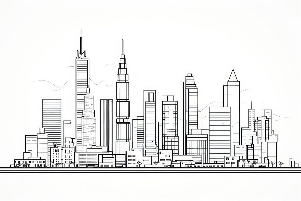Buildings outline sketch architecture metropolis diagram.
