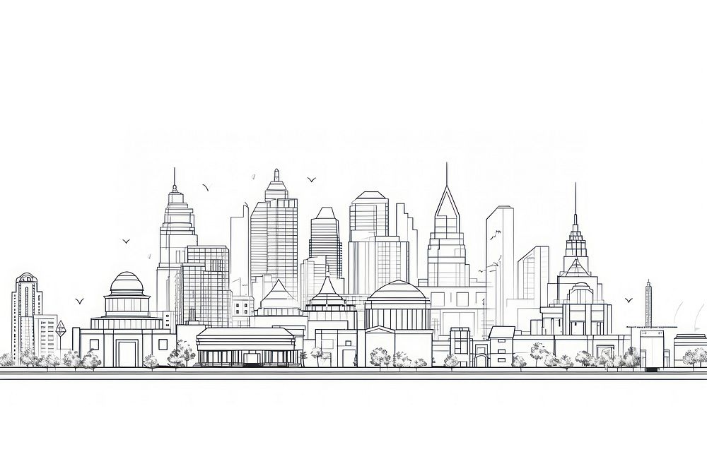 Buildings outline sketch metropolis drawing city.