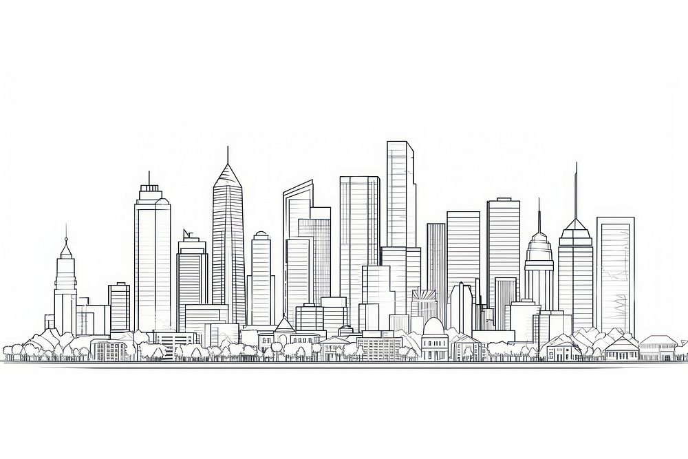 Buildings outline sketch architecture metropolis drawing.