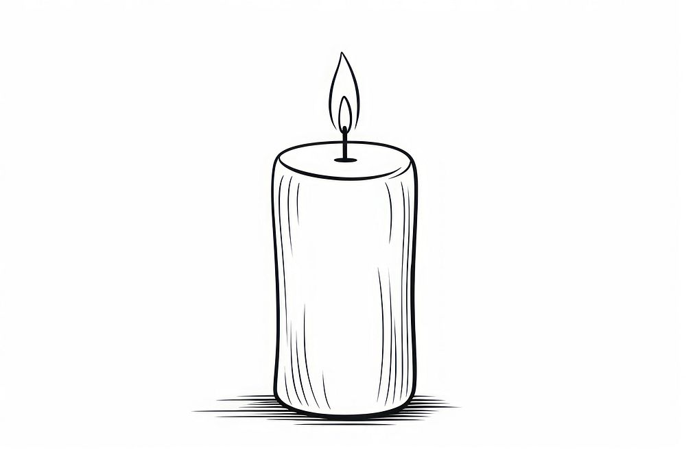 Candle outline sketch fire white background creativity.