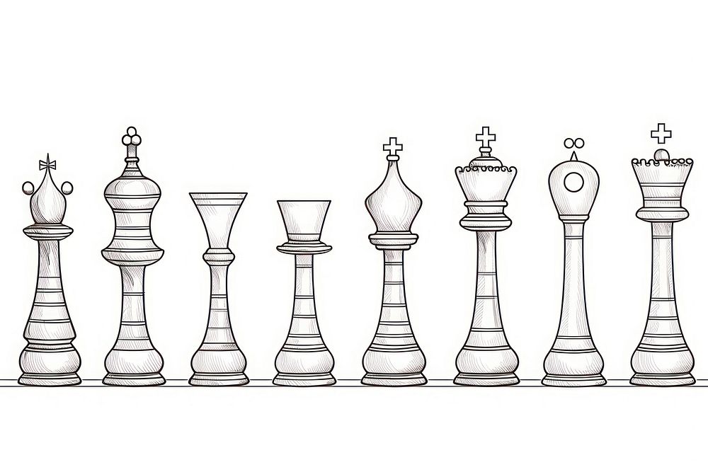 Chess grid sketch game line.
