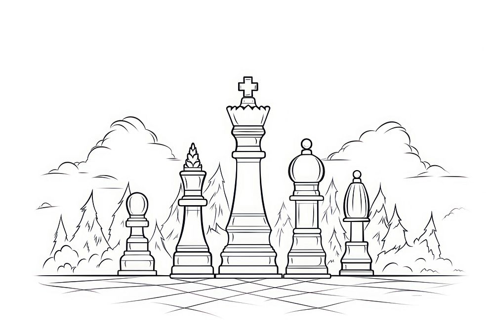 Chess sketch drawing line.