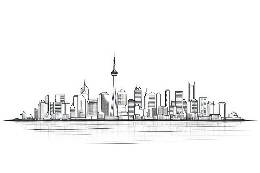 City outline sketch drawing architecture illustrated.