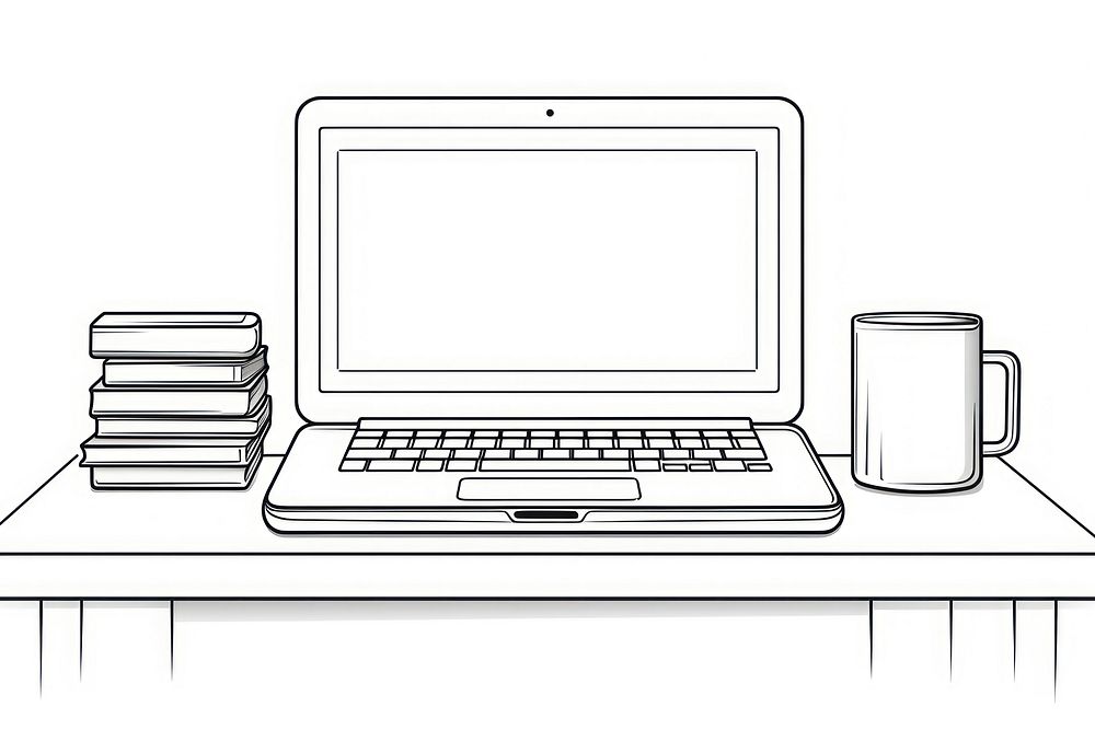 Computer laptop sketch line.
