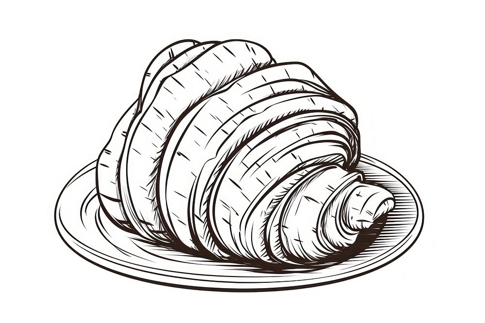Croissant sketch drawing food.