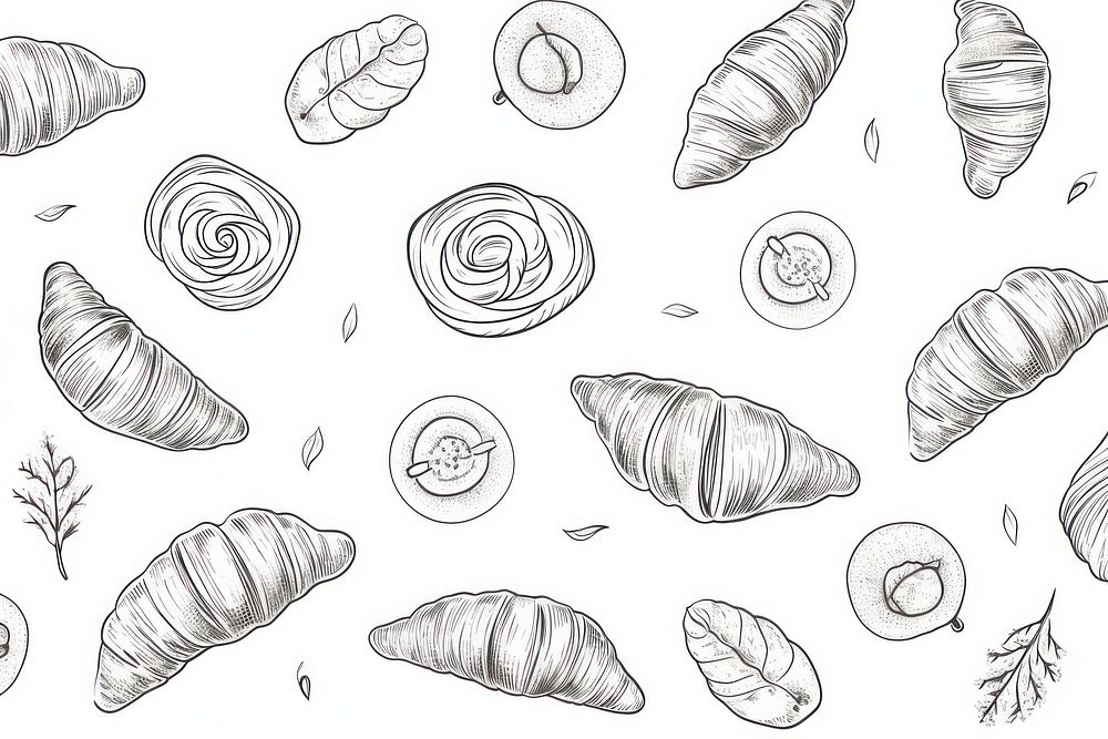 Croissant vector pattern sketch backgrounds drawing.