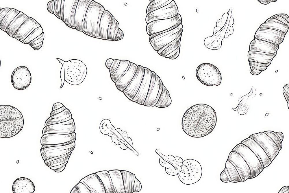 Croissant vector pattern sketch backgrounds drawing.