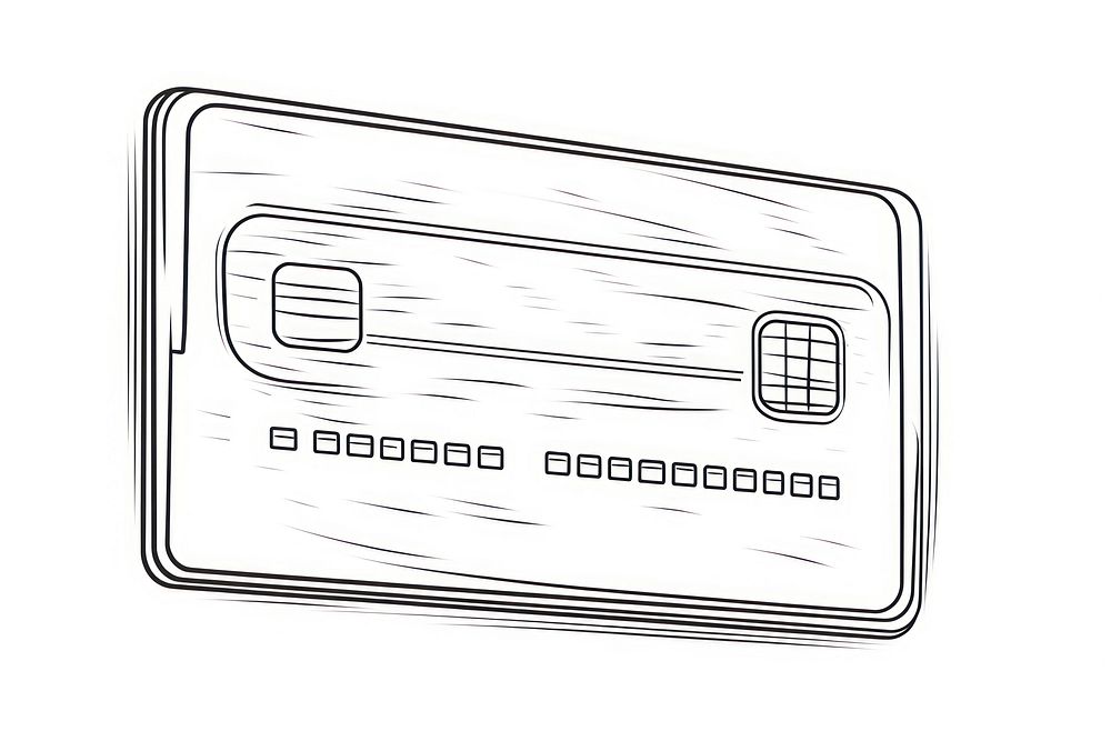 Credit card sketch line white background.