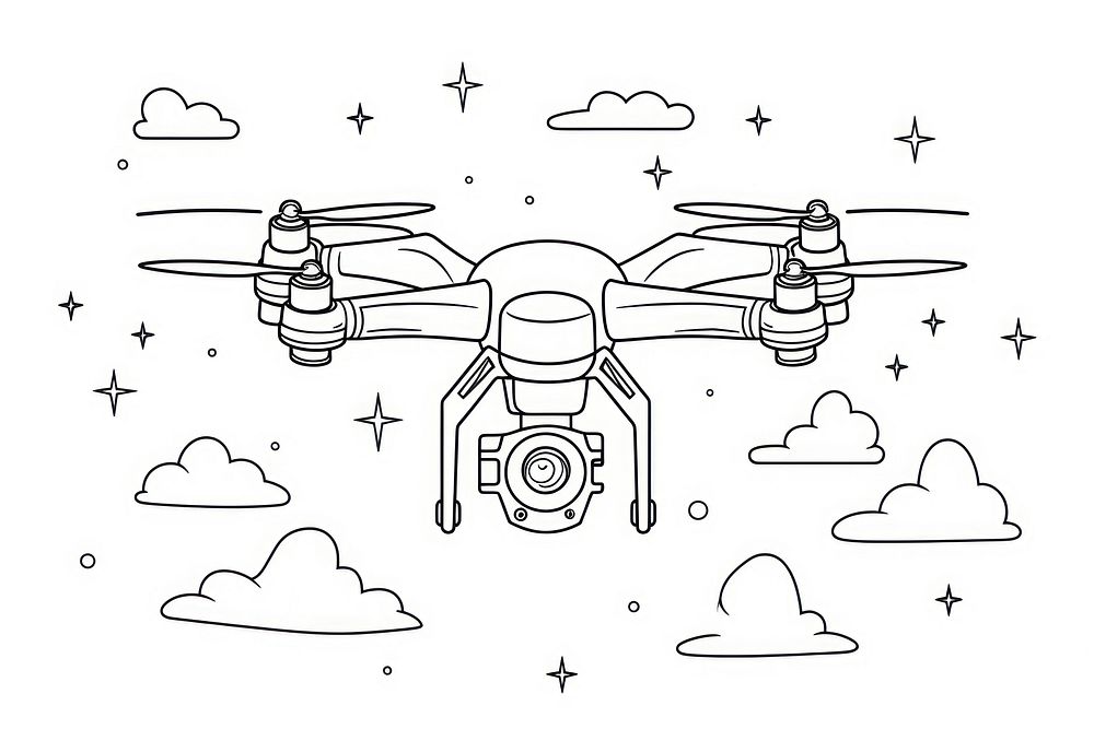 Drone on sky sketch aircraft vehicle.