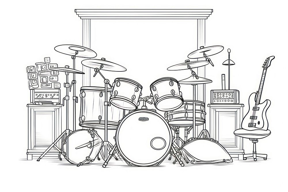 Drum in music room sketch drums percussion.