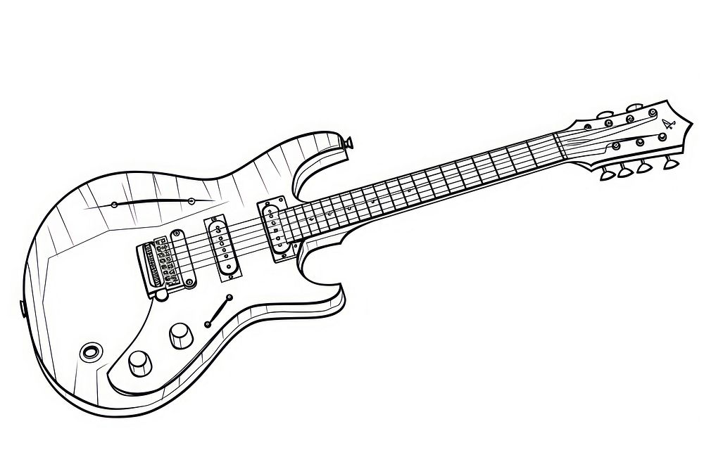 Electric guitar sketch fretboard cartoon.