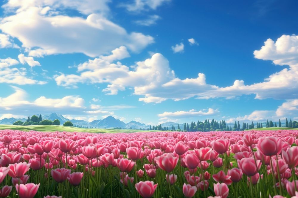 Empty tulip field stage landscape outdoors blossom.