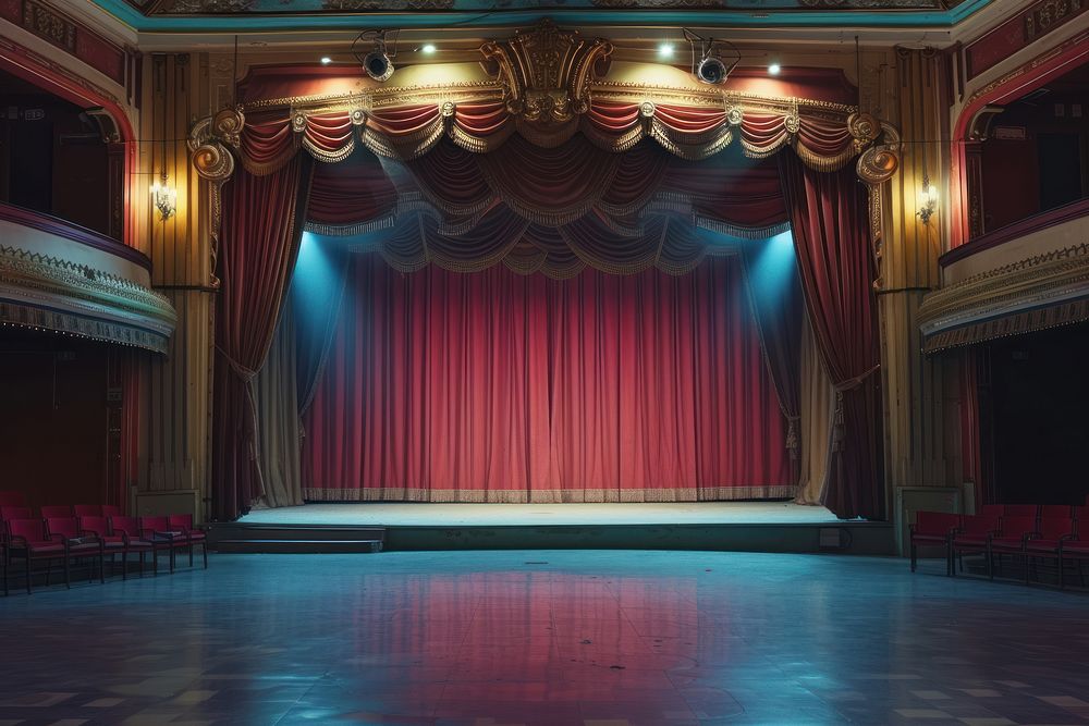 Empty cinema stage auditorium hall architecture.