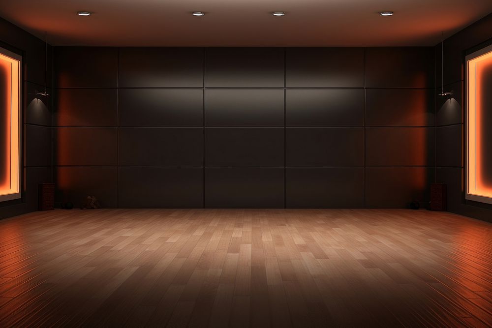 Empty modern room stage backgrounds flooring lighting.